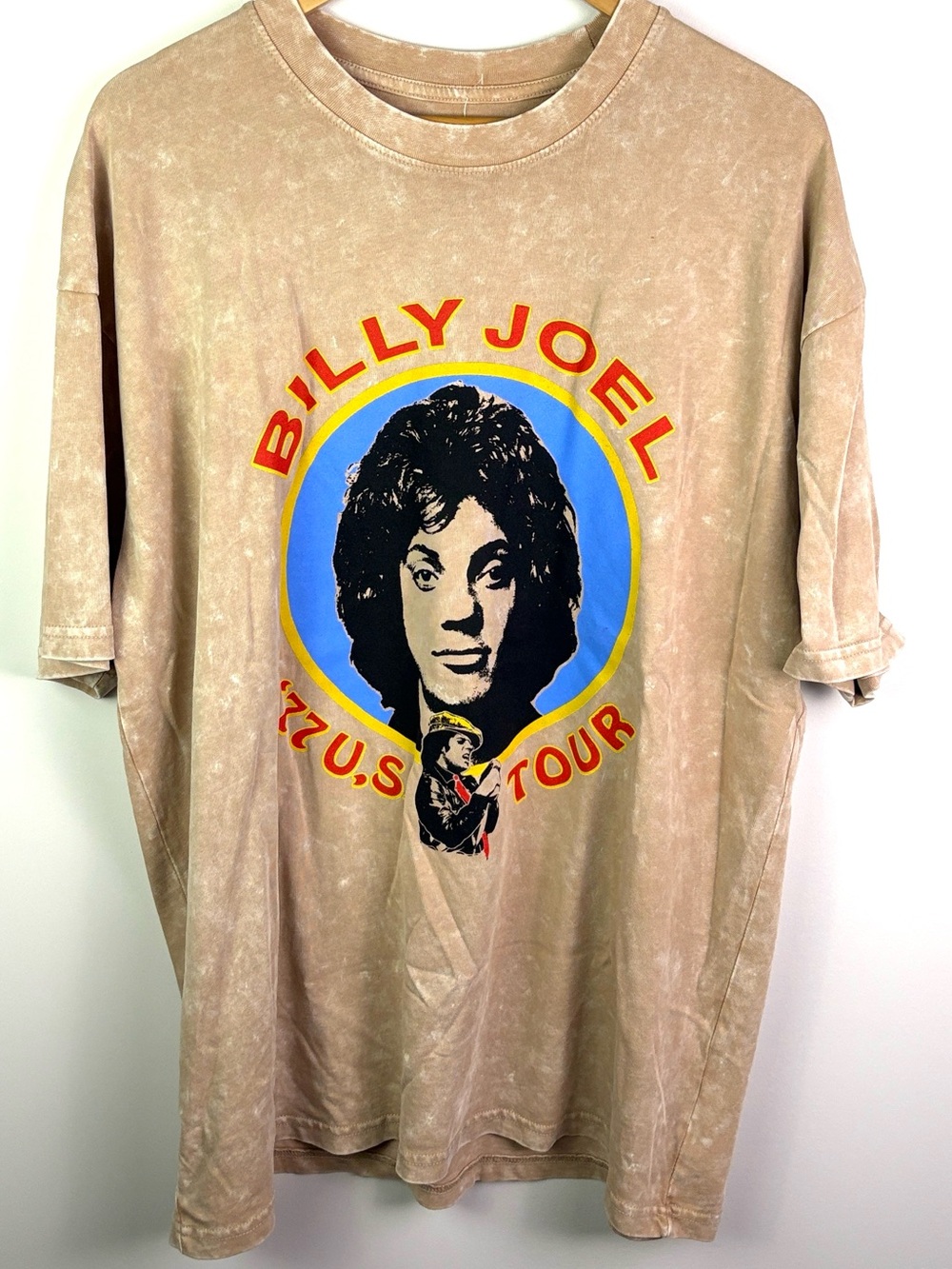 Billy Joel Graphic Tee - Beige Tour Shirt size L